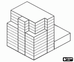 desenho de A volumetria de um edifício alto para colorir