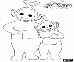 desenho de O abraço dos dois Teletubbies para colorir