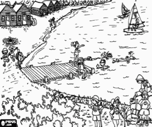desenho de Um acampamento de verão para colorir