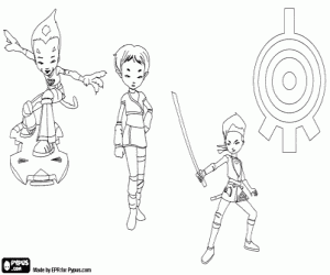 desenho de Aelita com Odd e Ulrich para colorir