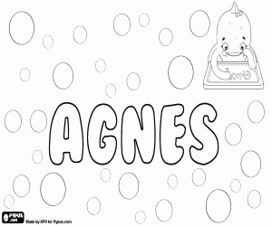 desenho de Agnès, nome em vários idiomas para colorir