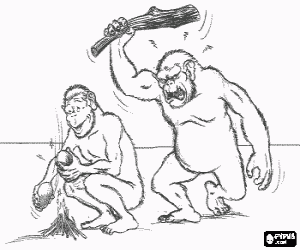 desenho de Uma agressão entre hominídeos para colorir