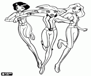 desenho de Alex, Clover e Sam em ação para colorir