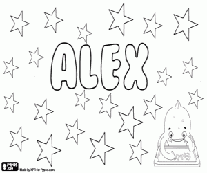 desenho de Alex, diminutivo unisex para colorir
