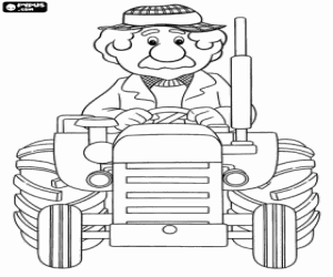 desenho de Alf o agricultor em seu trator para colorir