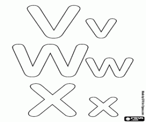 desenho de Alfabeto de bolha, letras V, W, X para colorir