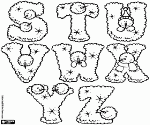 desenho de Alfabeto de inverno, letras S a Z para colorir
