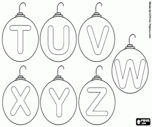 desenho de Alfabeto de Natal de T a Z para colorir