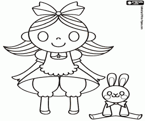 desenho de Alice e o coelho para colorir
