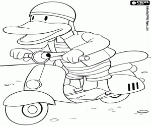 desenho de Alice com sua moto scooter para colorir
