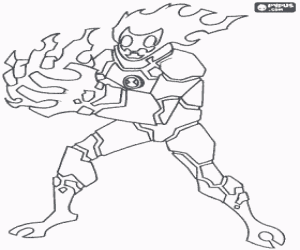 desenho de O alien Ben 10 do sol Pyros para colorir