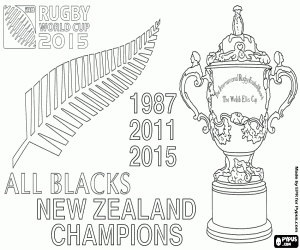 desenho de All Blacks, três vezes campeão mundial para colorir