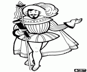 desenho de Almirante, com o telescópio e lança para colorir