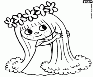 desenho de Amalka, a fada com coroa de flores para colorir