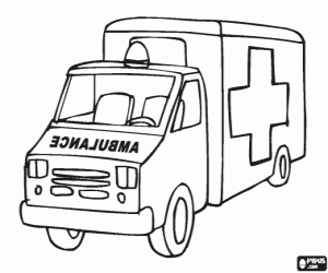 desenho de Uma ambulância para uma emergência para colorir