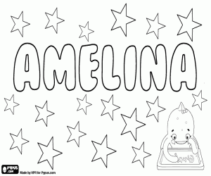 desenho de Amelina, nome feminino para colorir