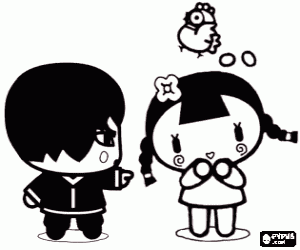 desenho de Dois amigos de Pucca, Abyo e Ching para colorir