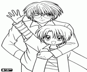 desenho de Os amigos Masahiro e Nagisa para colorir