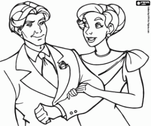 desenho de Anastasia e Dimitri, o final feliz para colorir
