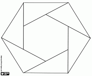 desenho de Anelo hexagonal com triângulos para colorir