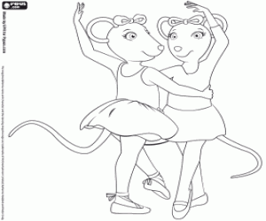 desenho de Angelina e Alice, bailarinas para colorir