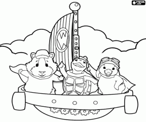 desenho de Os animais em sua nave voadora para colorir