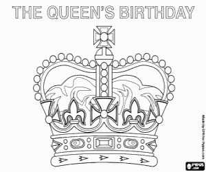 desenho de Aniversário da rainha da Inglaterra para colorir