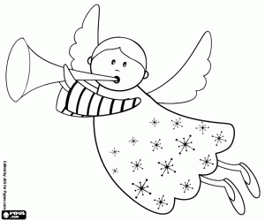 desenho de O anjo anuncia a chegada de Jesus para colorir