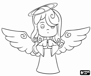 desenho de Um anjo orando no Natal para colorir