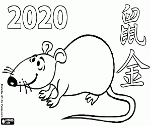 desenho de Ano chinês do rato do metal para colorir
