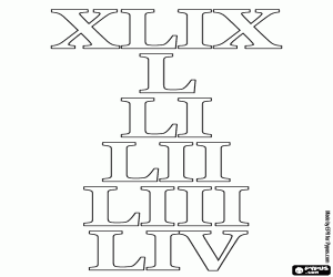 desenho de Aprender os números de 49 a 54 para colorir