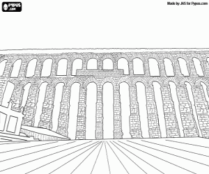 desenho de Aqueduto de Segóvia, Espanha para colorir