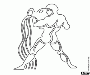 desenho de Aquário, signo do horóscopo para colorir