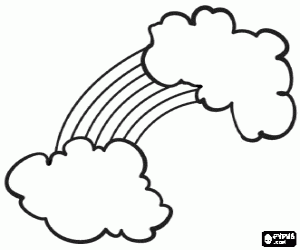 desenho de Arco-íris entre duas nuvens para colorir