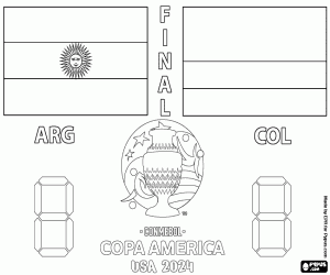 desenho de Argentina - Colômbia, Copa América 2024 para colorir