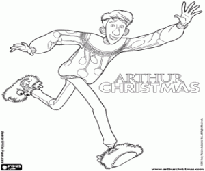 desenho de Arthur Christmas nos cumprimenta para colorir