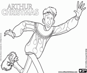 desenho de Arthur Christmas com pressa para colorir