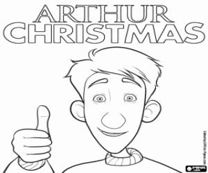desenho de Arthur Christmas e o sinal de ok para colorir