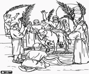 desenho de As boas-vindas a Jesus em Jerusalém para colorir