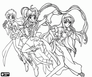 desenho de As cantoras Lucia, Hanon e Lina para colorir