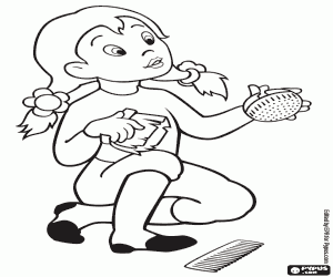 desenho de Ela com as escovas do cavalo para colorir