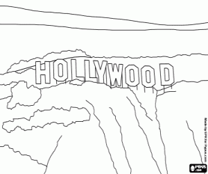 desenho de As letras de Hollywood na colina de L.A. para colorir