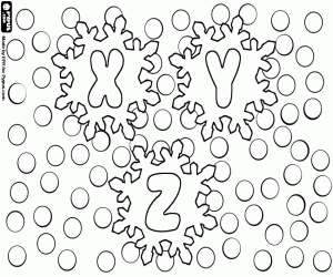 desenho de As letras X, Y, Z com flocos de neve para colorir