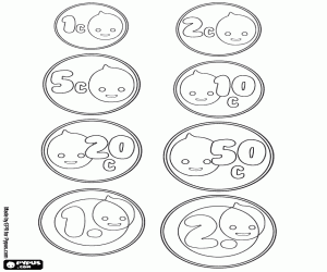 desenho de As oito moedas, Banco de Pypus para colorir