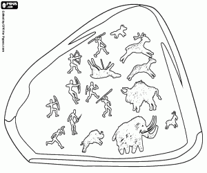 desenho de As pinturas rupestres de caça para colorir