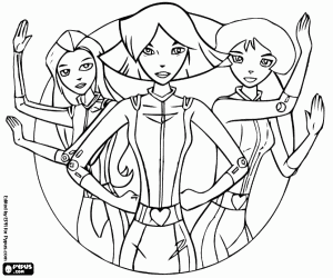 desenho de As protagonistas da Totally Spies para colorir