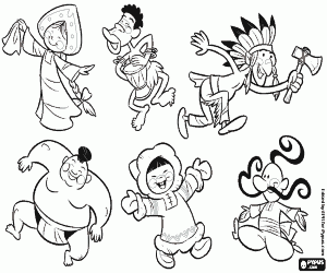 desenho de As seis pessoas no mundo para colorir