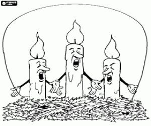 desenho de As velas cantando músicas natalinas para colorir