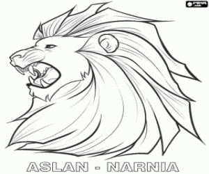 desenho de Aslan, o leão mágico de Nárnia para colorir