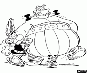 desenho de Asterix, Obelix e Idéiafix para colorir